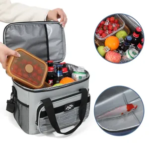 Graue isolierte Tasche, große Kapazität thermische Picknick Kühltasche für Essen und Drinks.