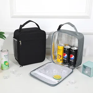 Insulated Lunch Bag Large Capacity Reusable Thermal Cooler Bento Bag Oxford Cloth Lunch Box For Men Women