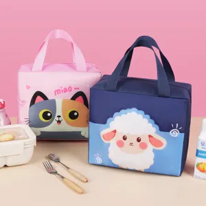 Portable Oxford Cloth Insulated Lunch Bag Cute Cartoon Animal Thermal Bento Pouch For Office School Women Kids