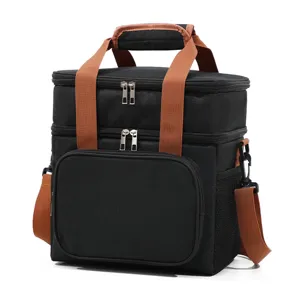 Doppelter isolierter Lunchbag tragbarer Kühltasche schwarze wasserdichte Mahlzeit Tasche