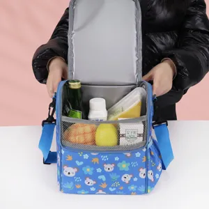 Portable insulated lunch bag vertical crossbody cooler bag cute koala print for daily work school