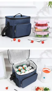 Insulated lunch cooler bag detail with waterproof fabric and spacious thermal compartment.