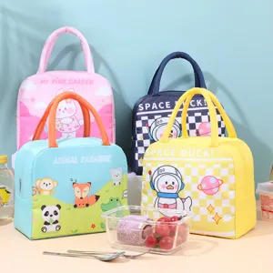 Insulated lunch bag for office and school, large capacity cute cartoon bento handbag waterproof