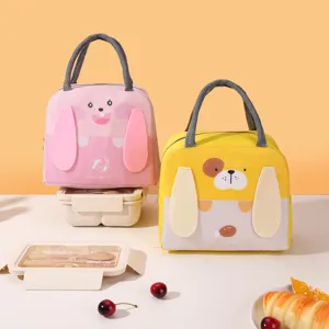 Cute cartoon animal insulated lunch bag portable bento handbag thickened foil picnic pouch
