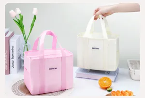 Insulated lunch bag portable bento storage tote waterproof large capacity minimalist style