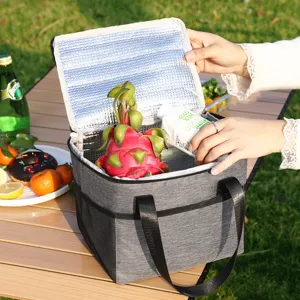Minimalist Portable Insulated Lunch Bag Waterproof Oxford Cloth Cooler Bag Outdoor Picnic Camping Food Storage Bag