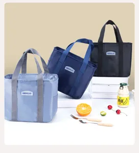 Portable insulated lunch bag for office workers, waterproof thermal tote bag with large capacity.