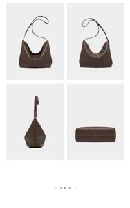 Bruine lederen schoudertas hobo stijl grote capaciteit casual dagelijks dames handtas