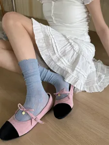 Süße Ballett-Spitzen-Wadenstrümpfe mit atmungsaktivem Mesh-Design für süße JK-Outfits.