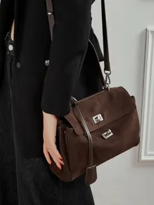 Brown suede women shoulder bag luxury style large capacity casual crossbody handbag stylish daily wear
