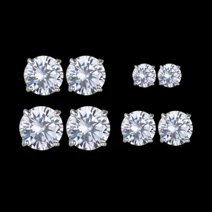 AAA Zirkonia 4-Krappen Solitär Ohrstecker Set, klassischer eleganter Schmuck.