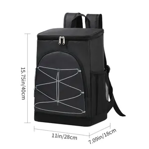 Large capacity black cooler backpack waterproof insulated thermal bag for hiking travel storage