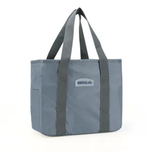 Grey insulated lunch bag portable waterproof cooler tote bento box for office work and travel