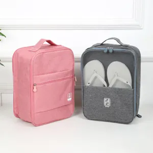 Portable travel shoe bag storage organizer for luggage, waterproof footwear pouch.
