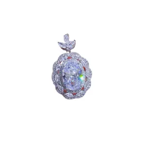 Atemberaubender ovaler Zirkonia Anhänger Halskette Damen Luxus Mode Schmuck Geschenk funkelnd