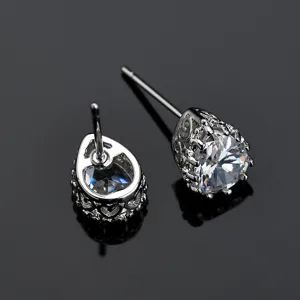 Elegante Tropfen Zirkonia Ohrstecker mit hohlem Herz-Design für Damen und Mädchen Alltag.