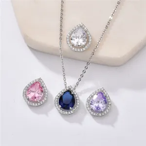 Minimalist Copper Zirconia Water Drop Pendant Necklace For Women Simple Fashion Clavicle Chain Jewelry Elegant Neck Jewelry
