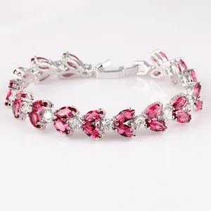 Elegantes Kupfer Platinbeschichtetes Marquise Schliff Zirkonia Blatt Gliederarmband Luxus Strass Kristall Eingelegtes Tennisarmband Schmuck Für Damen Party Geschenk