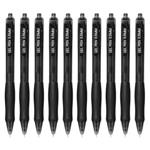 Retractable gel pens 0.5mm black ink smooth writing pens office school stationery set of 10.
