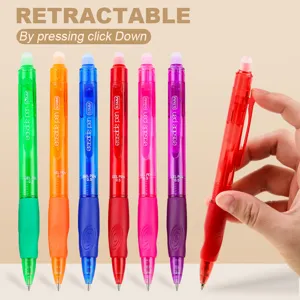 Retractable erasable gel pens set 0.5mm colorful writing pens for student journaling drawing.