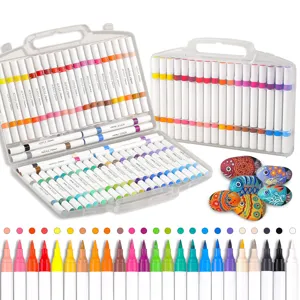 Set di Pennarelli Acrilici a Doppia Punta Impermeabile Pennarelli per Disegno Artistico per Studenti Pittura a Mano Colorazione DIY