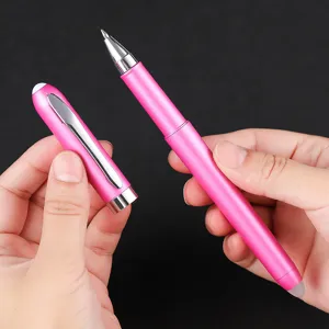Moderna penna gel cancellabile rosa con cappuccio per ufficio e scuola, penna a sfera.