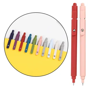 Multicolor retractable gel pens set with metal clip detail for smooth writing and office school.