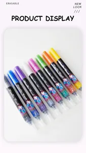 Set di pennarelli metallici colorati con glitter fini per disegno e scrittura creativa.