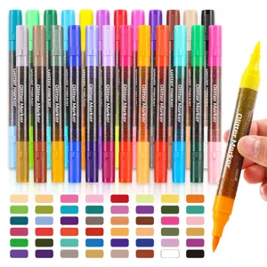 Juego de rotuladores brillantes de doble cabezal para pintar, bolígrafos con purpurina.