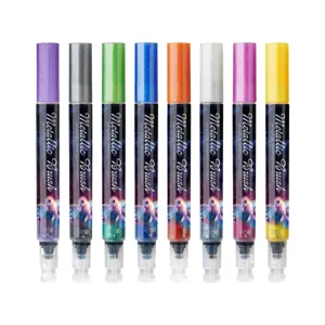Set penne a pennello metallico evidenziatori glitter doppia colore disegno scrittura