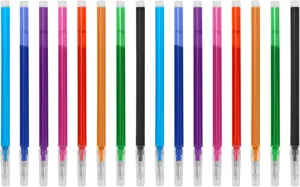 Colorful erasable gel pen refills set, 0.7mm smooth writing, assorted vibrant ink colors.