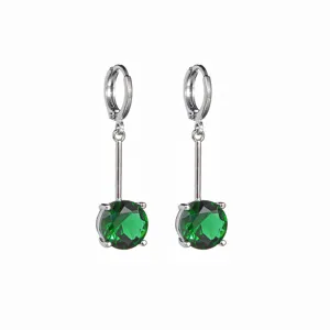 Kupfer eingelegte Zirkon Ohrringe mit grünem runden Kristallanhänger für Damen eleganter Schmuck.
