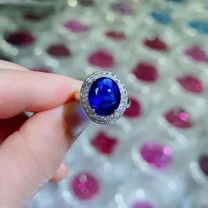 Atemberaubender blauer Zirkonia Ring, eleganter offener verstellbarer Fingerring Damen.