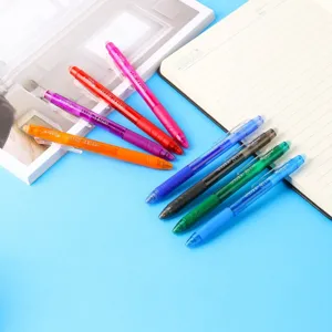 Colorful erasable gel pens set 0.5mm, smooth writing friction pens for school and office.