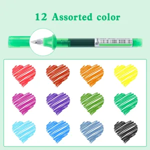 Penna gel liquida a 12 colori con punta proiettile e inchiostro ad asciugatura rapida.