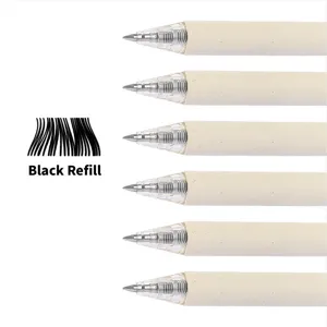 Set di penne gel beige minimaliste con texture di paglia per una scrittura quotidiana.