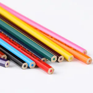 Detailed view of colorful hexagonal pencils, smooth barrel design for easy drawing and art.
