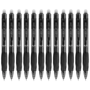 12pcs 0.5mm press-type erasable gel pens set, black ink thermosensitive writing pens.