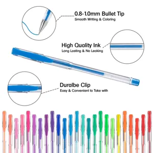 Colorful Gel Pen Set with 0.8-1.0mm Bullet Tip and Smooth Long Lasting Ink for Writing