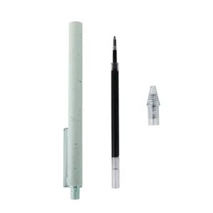 Eco-friendly wheat straw gel pen with quick-drying black ink refill for students.