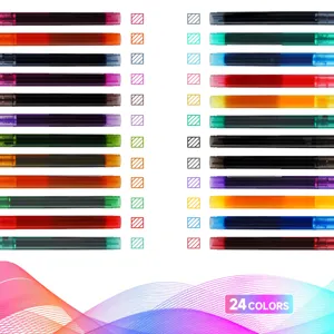 Set 24 Penne Gel Liquido Colori Assortiti Scrittura Scorrevole per Studio e Ufficio