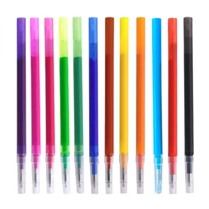Detailed view of colorful erasable gel pen refills set, showcasing vibrant ink colors close-up.