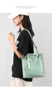 Canvas tote bag for women large capacity shoulder crossbody bag casual minimalist green daily use