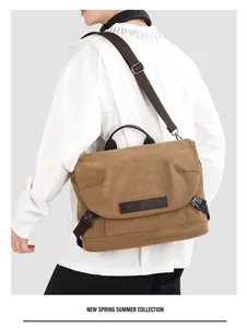 Borsa a Tracolla da Uomo in Tela Casual Grande Capacita Borsa a Spalla per Ciclismo