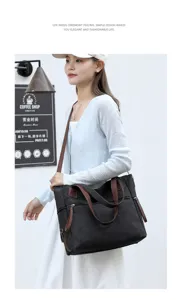Vintage canvas tote bag for women large capacity shoulder crossbody casual handbag 2025