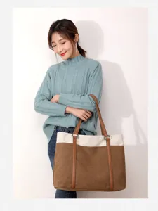 Canvas tote bag for women casual large capacity shoulder bag stylish daily handbag