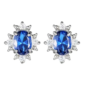 Orecchini a lobo zaffiro blu regale eleganti stile Diana gemma ovale gioielli argento