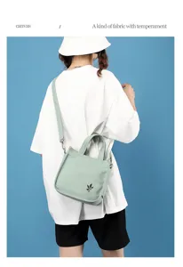 Borsa a tracolla casual in tela da donna, elegante piccola borsa con stampa a foglia.