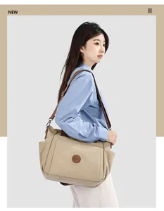 Sac bandoulière en toile grande capacité cabas fourre-tout pour femme style quotidien