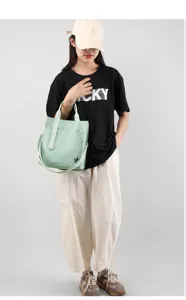 Women's minimalist canvas shoulder bag, casual large capacity tote and crossbody bag.